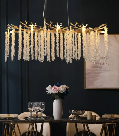 US Stock Free Shipping 40'' Golden Luxury Waterfall Modern Crystal Chandeliers Pendant Light Fixture for Kitchen Island
