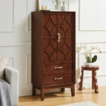 All Kitchen Pantry Storage Cabinet Mid Century Modern Solid Wood Sideboard Buffet Cabinet Adjustable Convertible Doors Drawers - Image 7