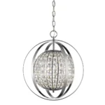 Olivia 1-Light Polished Nickel Crystal Globe Pendant by HMS Elegant Chandelier or Pendant Light