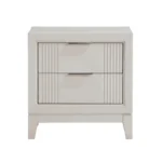 Goldoma antique white nightstand with two drawers and reeded fronts - modern bedroom furniture