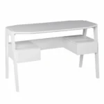 HMS 48" Simple Design White Writing Desk with Two Drawers Adjustable Extendable Wooden Computer Table with Shelf Office Desk