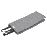 W2B VidaXL Foldable Laundry Hamper 10.2x13.6x23.4" Faux Linen Fabric Durable Plastic Metal Hinges for Bathroom Clothing