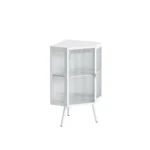 FCJ Sideboard with Tempered Glass Door and Storage Shelves Floor Conical Cabinet for Bathroom Living Room Bedroom - Image 4