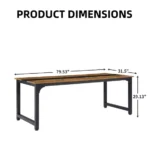 Modern Simple 79.5 Inch Large Office and Home Study Wooden Computer Desk with Metal Frame for Gaming and Writing-FCJ