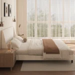 Goldoma Creamy Upholstered Storage Bed – Luxury Full/Queen/King Size with Velvet Fabric & Wood Frame – top view