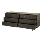 HMS 70 Six Drawer Solid Wood Sideboard in Brown and Black Elegant Wood Six-Drawer Unit - Image 5