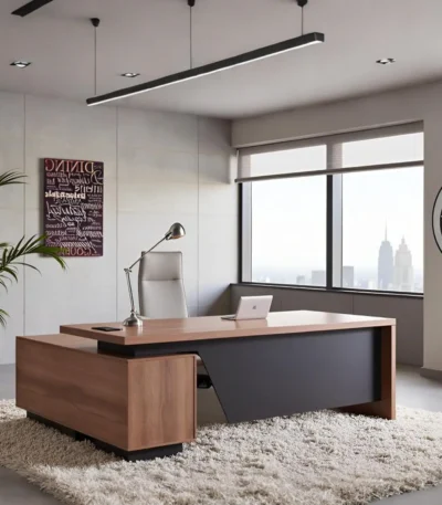 Free Shipping US Warehouse in Stock L Executive Desk Modern Office Desk with Drawers and Lateral File Cabinet for Home Office