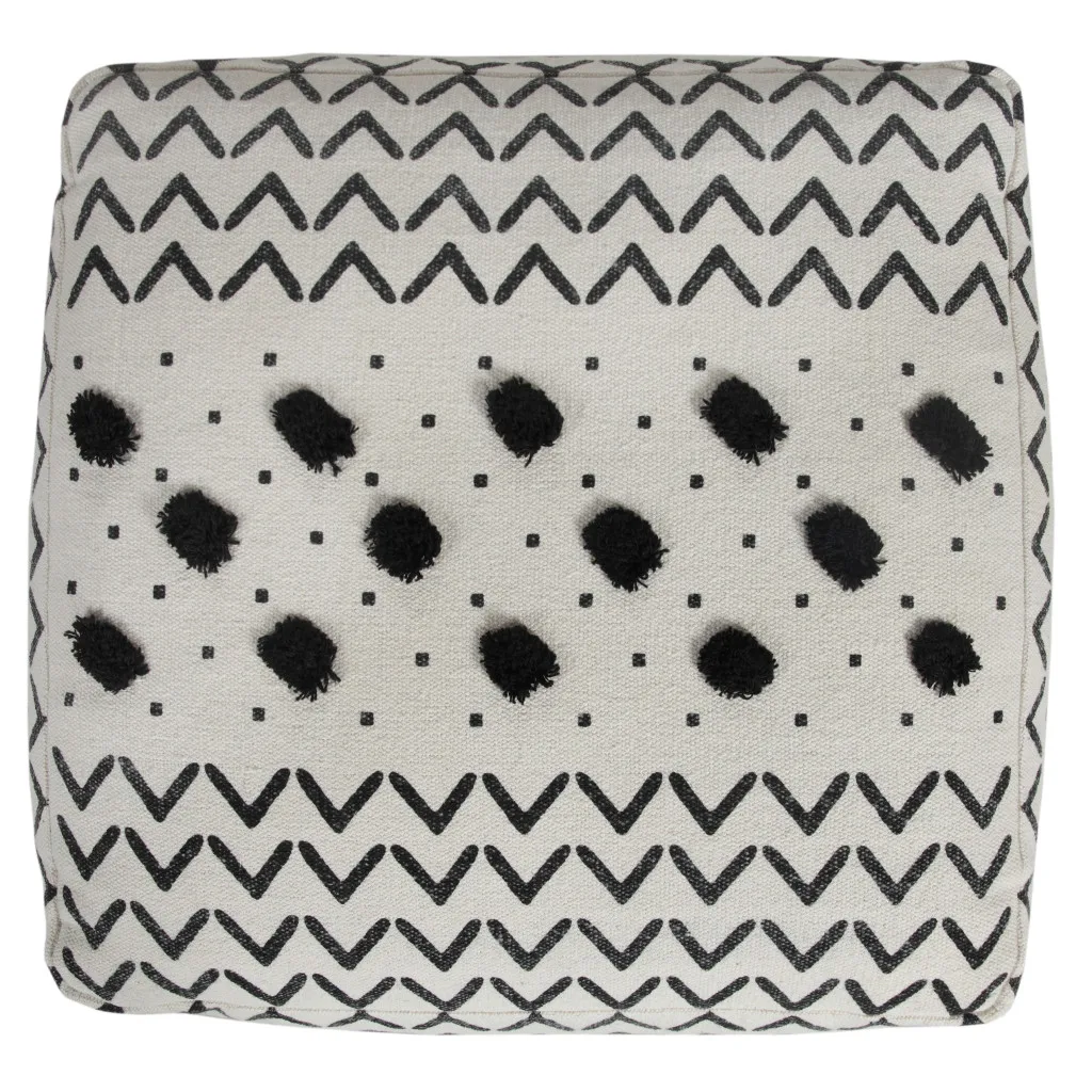 Goldoma 18" White Cotton Chevron Pouf Ottoman with Storage - Modern Foot Stool for Bedroom Goldoma 18" White Cotton Chevron Pouf Ottoman with Storage - Modern Foot Stool for Bedroom