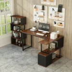 YQ FOREVER Modern Office Table Computer Desk With Bookshelves Metal Office Furniture Study Table Desk - Image 3
