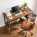 FCJ Modern Computer Desk with Drawer PC Desk for Home Office Living Room Featuring Tempered Glass Shelf Metal Glass