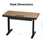Ready to Ship Standing Desk with Drawer Wireless Charging Cable Management, Height Adjustable Desk in USA Warehouse – angled