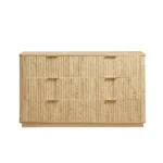 Modern 6-drawer solid oak dresser with natural finish and lighted mirror - Goldoma