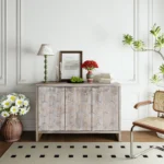 Accent Farmhouse Style 3 Door Wooden Cabinet Sideboard Buffet Server Cabinet Storage Cabinet, for Living Room - Image 6