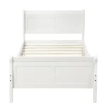 Goldoma solid wood twin sleigh bed frame with hollow-carved headboard and footboard