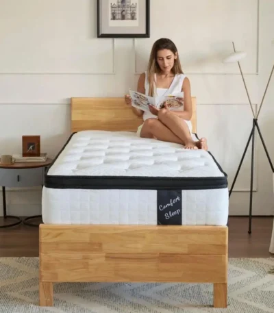 Goldoma 12-inch twin hybrid mattress with pocket springs and CertiPUR-US memory foam – medium firm sleep surface
