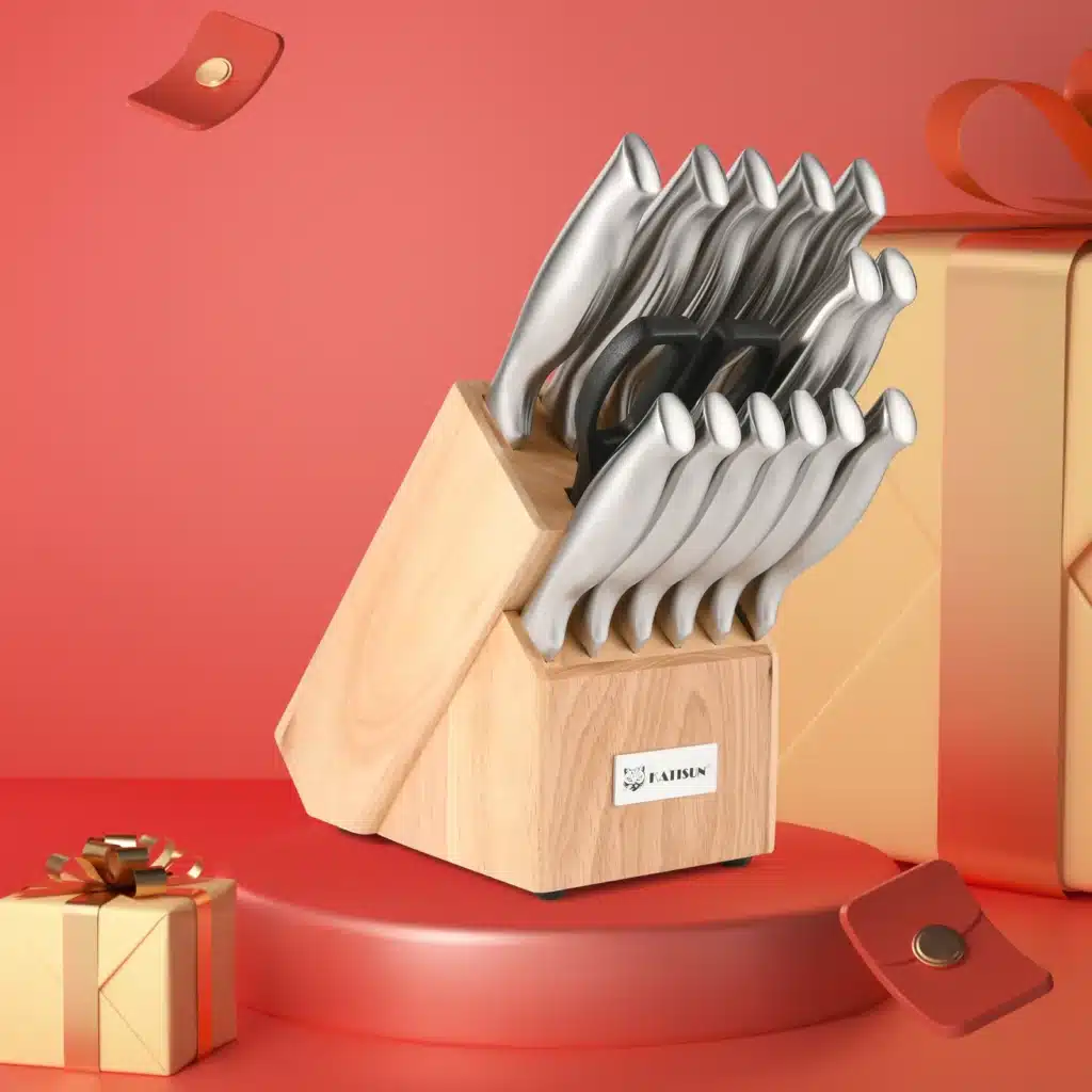15 Piece Premium Utility Bread Paring Knife Carbon Steel Chef Kitchen Knife Set with Scissors