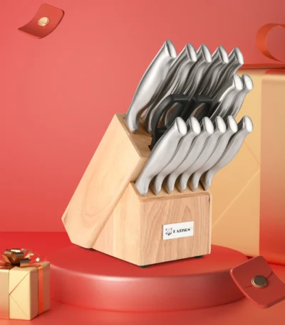 15 Piece Premium Utility Bread Paring Knife Carbon Steel Chef Kitchen Knife Set with Scissors