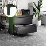 2 Drawer Metal Lateral File Cabinet Black Business Card Holder Lock Home Office School Hanging Letter Legal F4 A4 Size