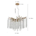 Ship From USA,24-inch Modern Golden Pendant Light with Cascading Crystal Strands,Ideal,Decorative Lighting (Bulb Not