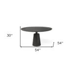 54" Round Pedestal Dining Table in Brown Solid Wood and Metal – base detail