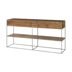 HMS 63 Two-Drawer Sideboard Cabinet Brown Solid Wood with Modern & Traditional European Design for Farmhouse & Dining MDF Style - Image 3