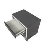 Glam contemporary 2-drawer mirror nightstand gray finish
