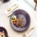 Certified Safe Family Dining Set of Embossed Colored Ceramic Tableware Includes Bowl and Oval Platter Stone Tool Tableware