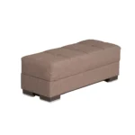 Brown chenille tufted storage ottoman with removable MDF top and hidden storage, perfect for living room or bedroom.