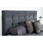Goldoma Upholstered King Bed Frame with Button Tufted Headboard, Gray and Brown Wood – base detail