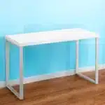HMS 24" Foldable Portable Storage Computer Desk Simple Design Gaming Desk for Bedroom Office Desk with White Silver Color