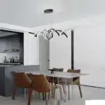 Modern LED Dimmable Pendant Light with Remote, 2-Light 38W Aluminium Linear Chandelier Lamp, 39.3" Black for Dining Room