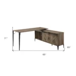 HMS 65 Wood Metal Convertible L-Shape Writing Desk Brown Black Extendable Office/Bedroom Computer Table Home Office Friendly