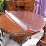Waterproof Oilproof Round PVC Tablecloth able Cover Glass Soft Cloth Table Cover Home Kitchen Dining Room Placemat 1mm