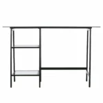 HMS Luxury 46" L-Shaped Clear and Black Glass Writing Desk Plate Computer Table for Office Bedroom Study Use – base detail