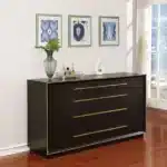 Smoked Peppercorn 6-Drawer Modern Oak Solid Wood Bedroom Dresser – top view