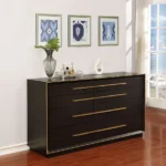 Modern oak dresser with six drawers in smoked peppercorn finish - Goldoma