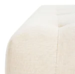 Goldoma modern tufted linen bench with solid wood legs and button tufting in a living room setting