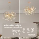 Modern Tree Branch Crystal Chandelier Luxury Gold Crystal Pendant Lighting 23.6" Contemporary 6 Light Chandeliers for