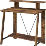 HMS 32" Brown Minimalist Modern Writing Desk Extendable Office Computer Desk Assembled Wooden Product – top view