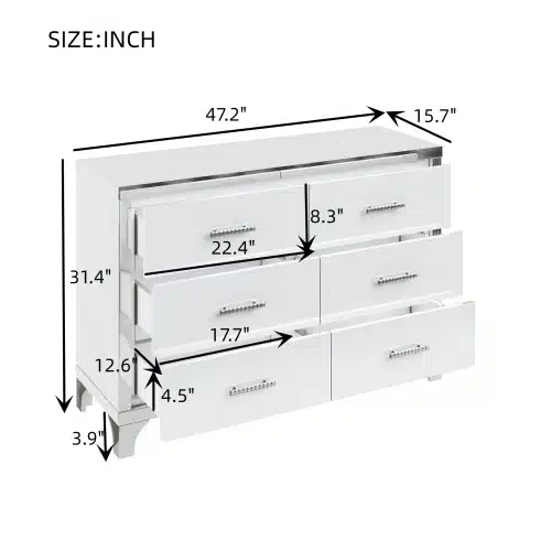 Elegant 3-Piece Dresser Set with Two Nightstands and Metal Handles