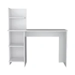 HMS 47" White Wood Computer Desk Simple Modern Design with Shelf and Drawer Adjustable Office Desk Metal and Wooden Material
