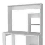 HMS 39" Portable White Wood Computer Desk with Hutch & Drawer for Hotels – top view