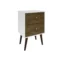 Mid century modern 2 drawer nightstand in white and rustic brown