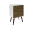 Mid century modern 2 drawer nightstand in white and rustic brown