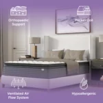 Goldoma Queen Isabella 14-inch hybrid mattress with memory foam and pocket springs, pillow top design in a bedroom setting