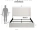Goldoma Upholstered Wingback Bed - Textured Ivory Canvas Chenille, Minimalist High Headboard, Queen/King, No Slats Required