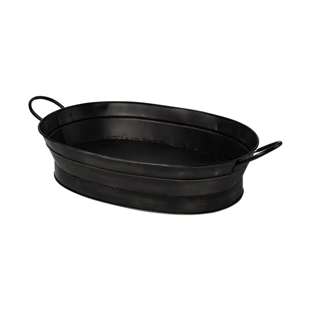 HMS Vintage Black Metal Plastic Storage Basket for Garage Kitchen Bathroom Use for Cleaning Food Tableware Tool Organization