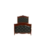Goldoma Dark Cherry Twin Size Bed with Espresso Faux Leather Headboard – base detail