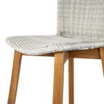 Adjustable Outdoor Bar Stool Teak Wood with Light Grey Wicker Set of 2 for Restaurant & Cafe Dining – top view