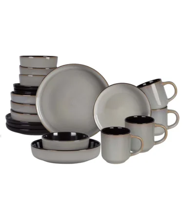 In September a Set of 20 Pieces of Nordic Style Round Stone Tool Tableware with Reactive Glaze Is on Sale